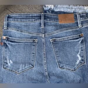 Size 5/27 JUDY BLUE High Rise Frayed Boot Cut Denim Jeans Distressed STELLAR!